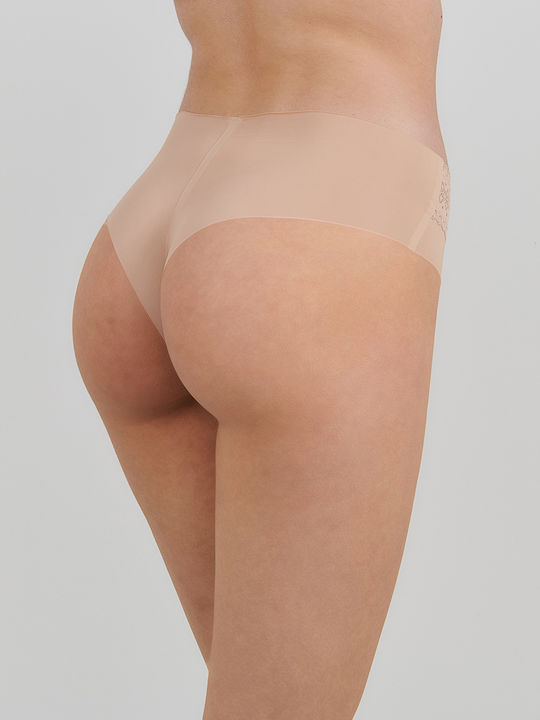 Apple Boxer Baumwolle Damen Brasilien mit Spitze Beige