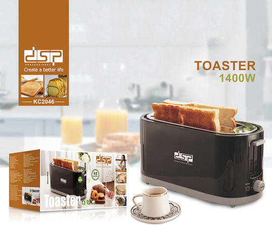 DSP KC2046 Toaster 2 Slots 1400W Black