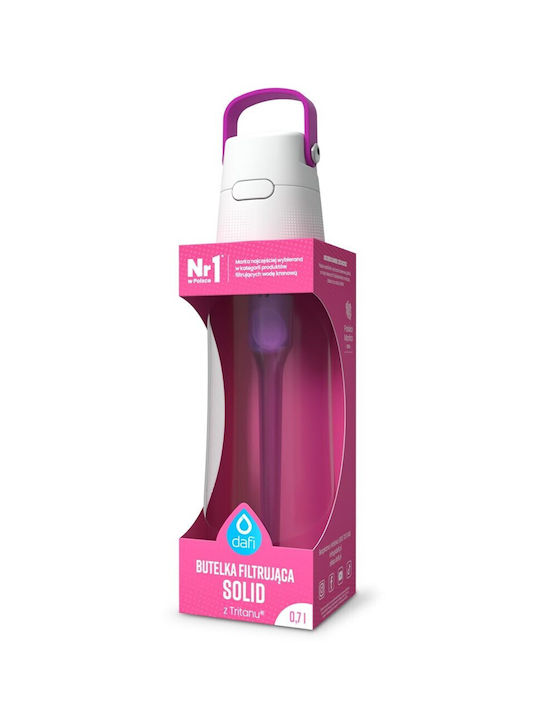 Dafi Solid Παγούρι με Καλαμάκι και Φίλτρο 700ml Ροζ