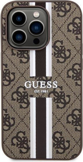 Guess Printed Stripes MagSafe Umschlag Rückseite Kunststoff Braun (iPhone 14 Pro Max)
