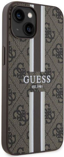 Guess Printed Stripes MagSafe Umschlag Rückseite Kunststoff Braun (iPhone 14)