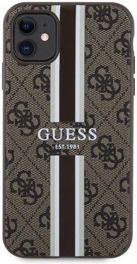 Guess Printed Stripes Umschlag Rückseite Kunststoff Braun (iPhone 11)