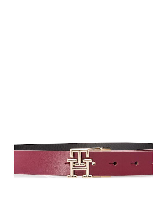 Th Monogram Leder Damen Gürtel Burgundisch