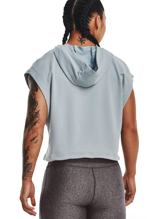 Under Armour Rival Terry Damen Sportliches Bluse Kurzärmelig Schnell trocknend Hellblau