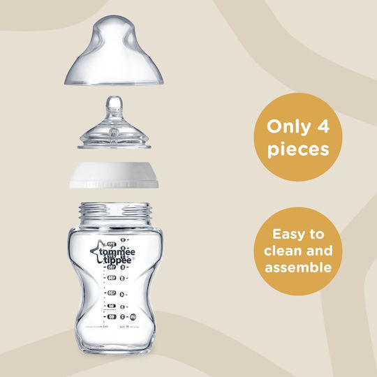 Tommee Tippee Γυάλινο Μπιμπερό Closer to Nature με Θηλή Σιλικόνης για 0+ μηνών Πράσινο Πράσινο 250ml