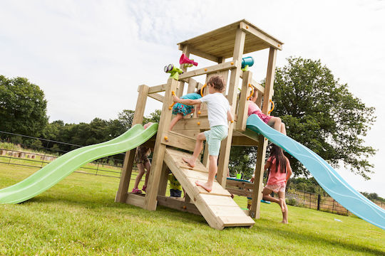 Showood Holzturm Spielplatzspielzeug Cascade mit Rutsche Mehrfarbig