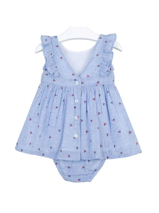 Losan Kids Dress Set with Accessories Floral Sleeveless Light Blue