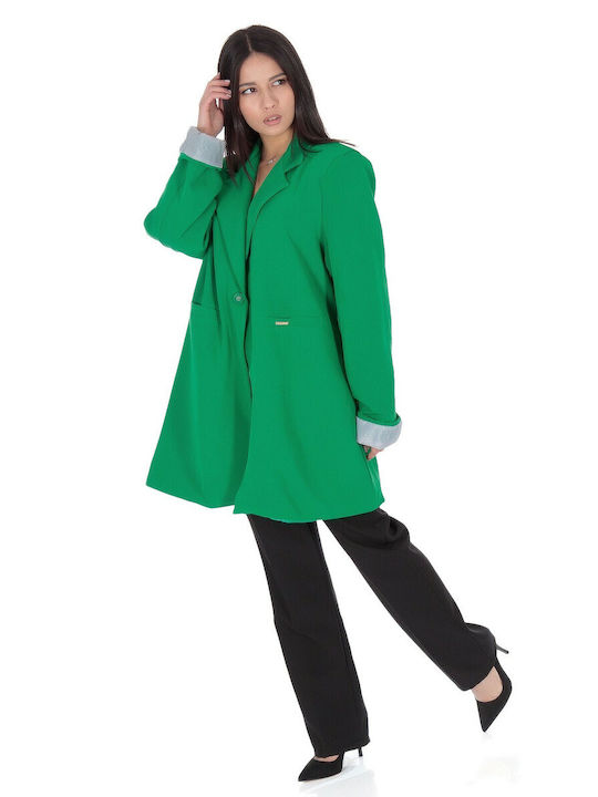 Silia D Long Women's Blazer Green