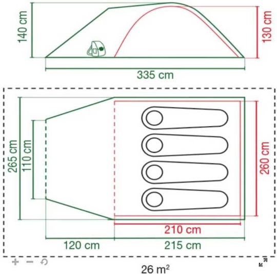 Coleman Darwin 4 Plus Σκηνή Camping Igloo Πράσινη 4 Εποχών για 4 Άτομα 340x280x140εκ.