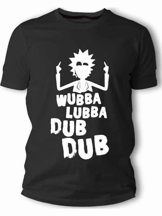 B&C Wubba Lubba Dub Dub T-shirt Rick And Morty Μαύρο
