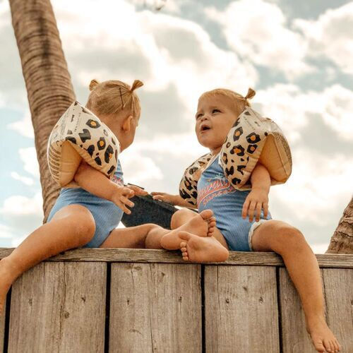 Swim Essentials Leopard Swimming Armbands from Non-Toxic PVC 0-2 years 14x17cm. Beige