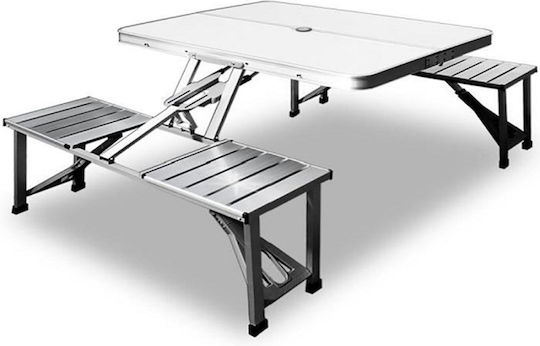 Summer Club Masă De Picnic - Bancă Pliabilă Din Aluminiu În Cazul În Care 135x85x67cm Alb