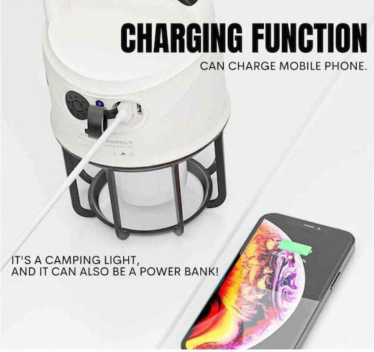 Rechargeable Led Lantern for Camping Waterproof with Flashlight & Powerbank 3W White
