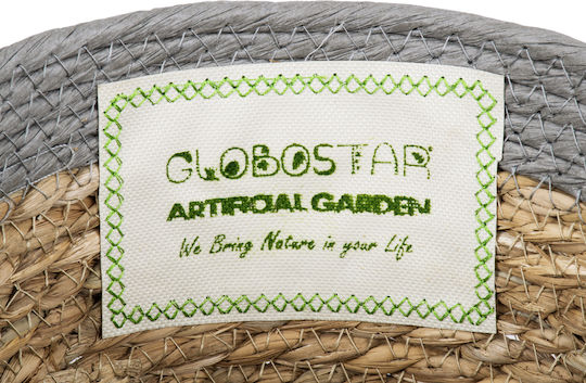 GloboStar Antiparos Κασπώ Ψάθινο Μπεζ με Βάση 18x18x15εκ.