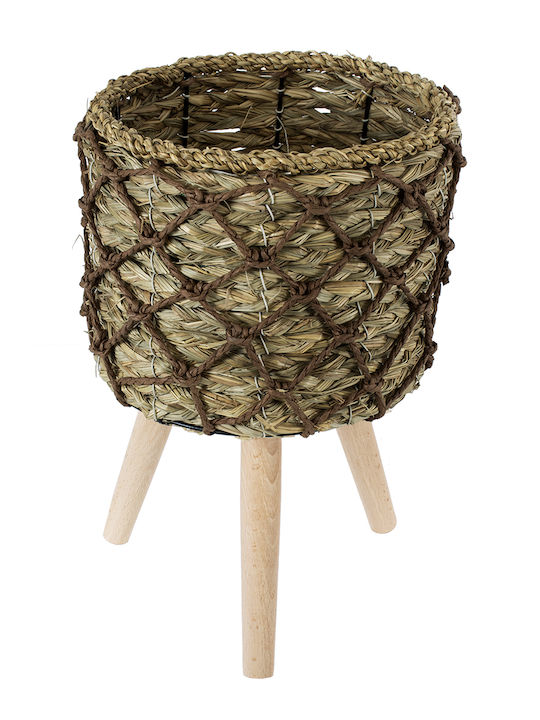 GloboStar Samos Planter Wicker Beige with Stand 22x22x34cm.