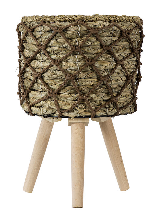 GloboStar Samos Planter Wicker Beige with Stand 22x22x34cm.