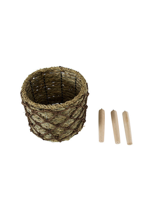 GloboStar Samos Planter Wicker Beige with Stand 22x22x34cm.
