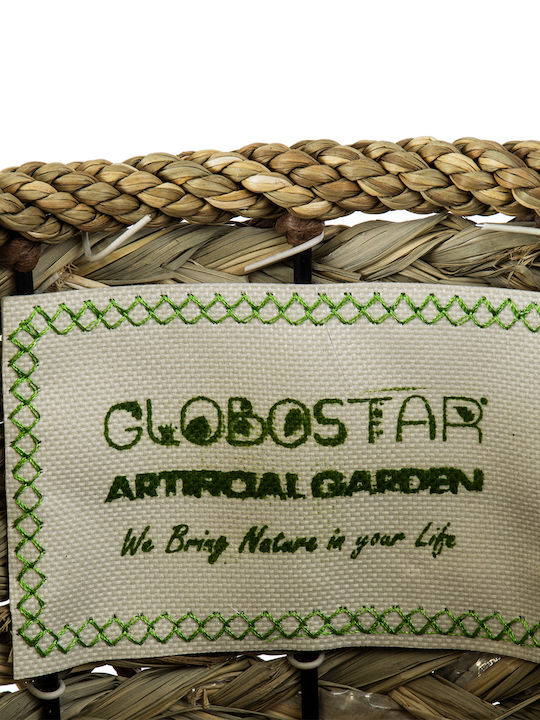 GloboStar Samos Planter Wicker Beige with Stand 22x22x34cm.