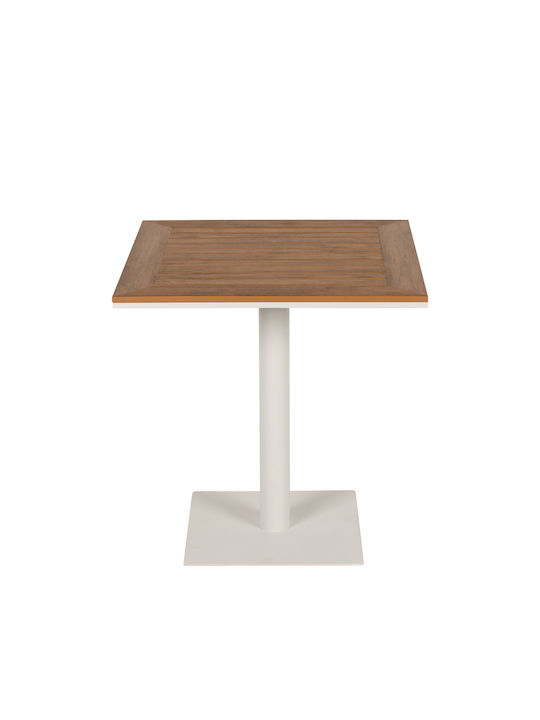 Маса Бар за Малки Външни Пространства Стабилна Polywood с Метален Скелет Namibia White / Walnut 70x70x72бр