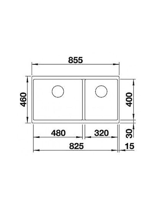 Blanco Subline 480/320-U 523585 Undermount Sink Left Synthetic Granite W85.5xD46cm Rock Grey