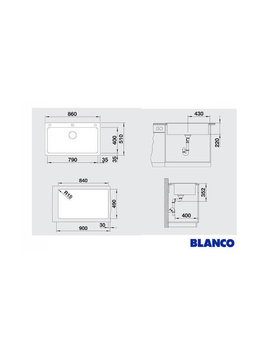 Blanco Naya XL 9 527133 Drop-In Spüle aus Verbundgranulat B86xT51cm Soft White