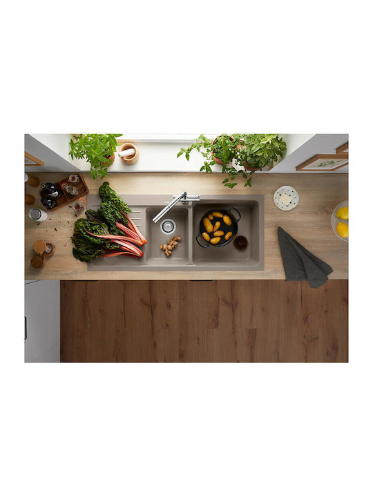 Blanco Naya 8 S 527315 527314 Drop-In Мивка Десен от Синтетичен Гранит Ш116xД50см Volcano Grey