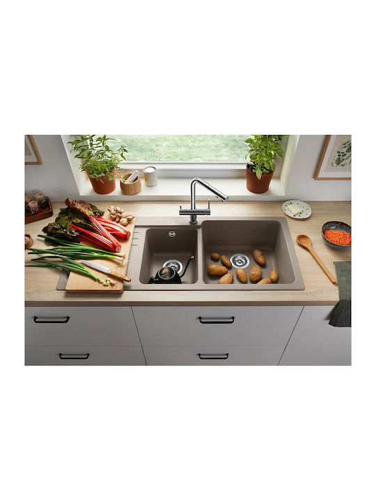 Blanco Naya 8 S 527315 527314 Drop-In Мивка Десен от Синтетичен Гранит Ш116xД50см Volcano Grey