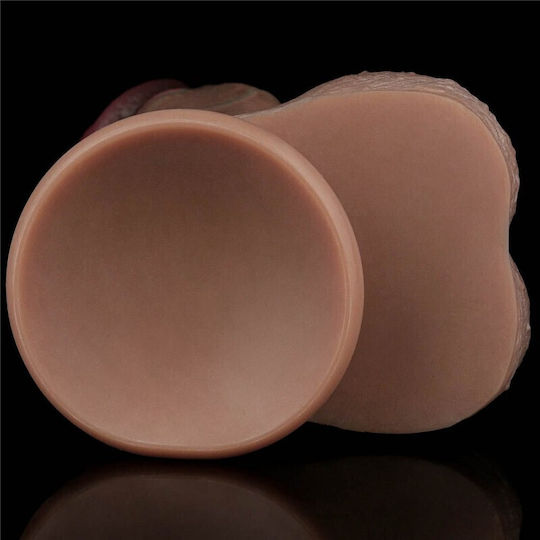 Lovetoy 13'' Dual Layered Silicone Cock XXL Ρεαλιστικό Dildo με Όρχεις και Βεντούζα Καφέ 33cm