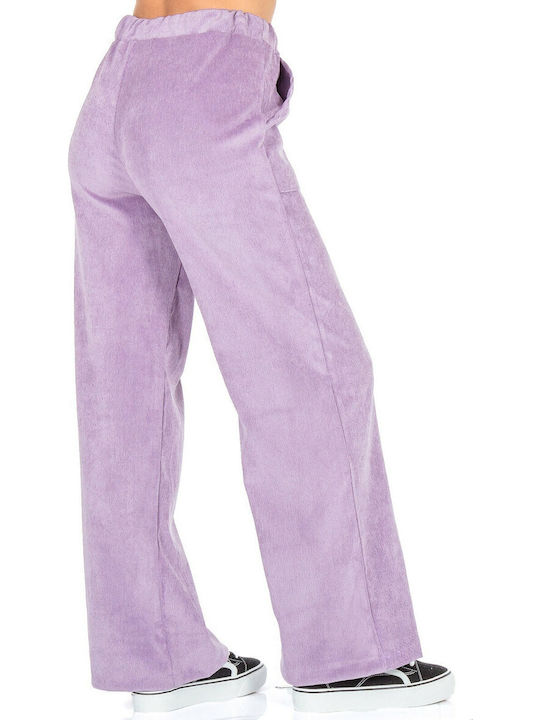 Women's High-waisted Fabric Trousers Purple