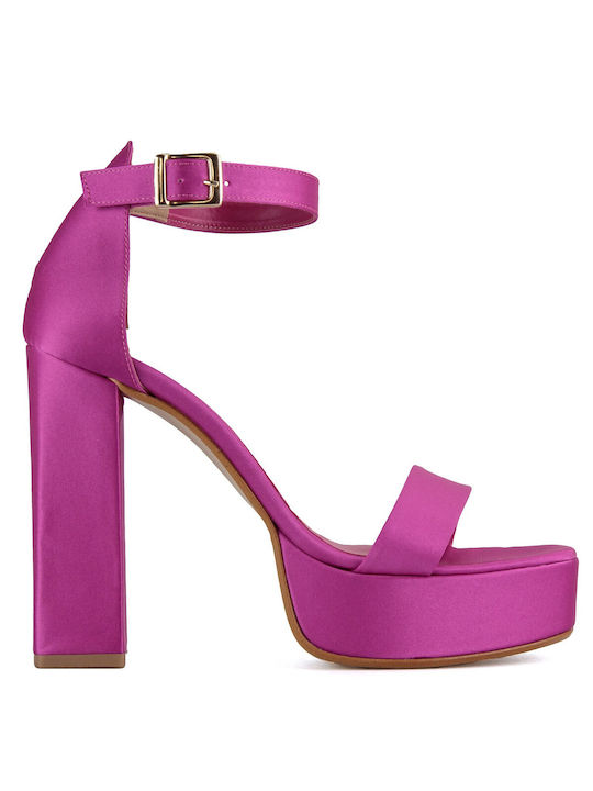 Silia D Platform Fabric Women's Sandals with Ankle Strap Fuchsia