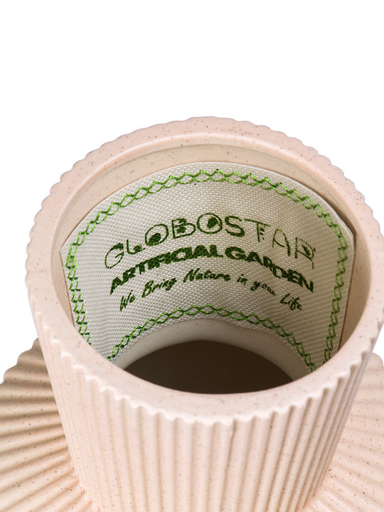 GloboStar Capri Planter Ceramic Beige with Stand 9.5x9.5x25cm.