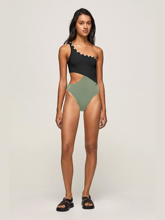 Pepe Jeans Micha One-Piece Swimsuit with Cutouts Khaki