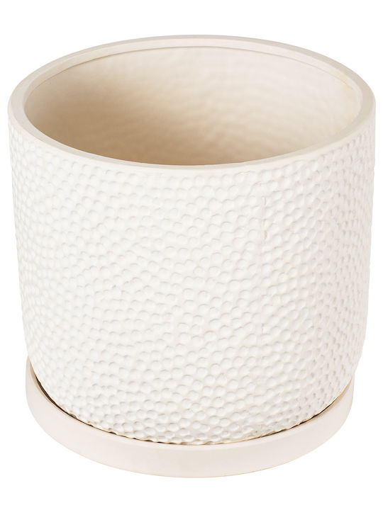 GloboStar Parga Planter Ceramic Beige with Stand 23x23x20.5cm.