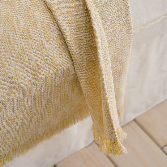 Gofis Home Fianna 328 Sofa Throw Knitted 180x250cm 04 Pollen Yellow