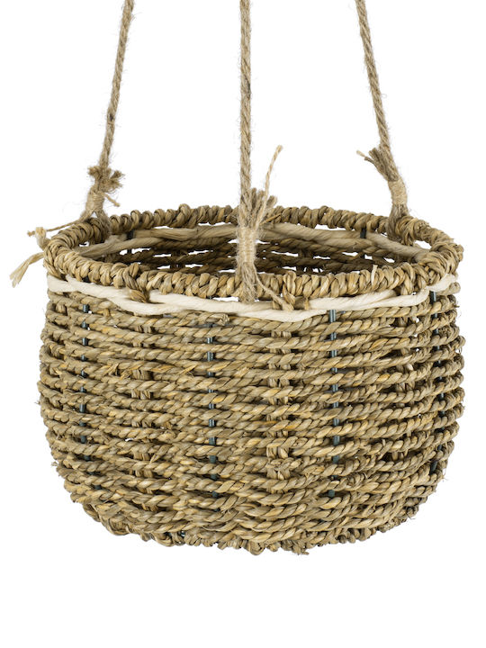 GloboStar Poros Hängend Übertopf Korbweide Beige 20x20x50εκ.