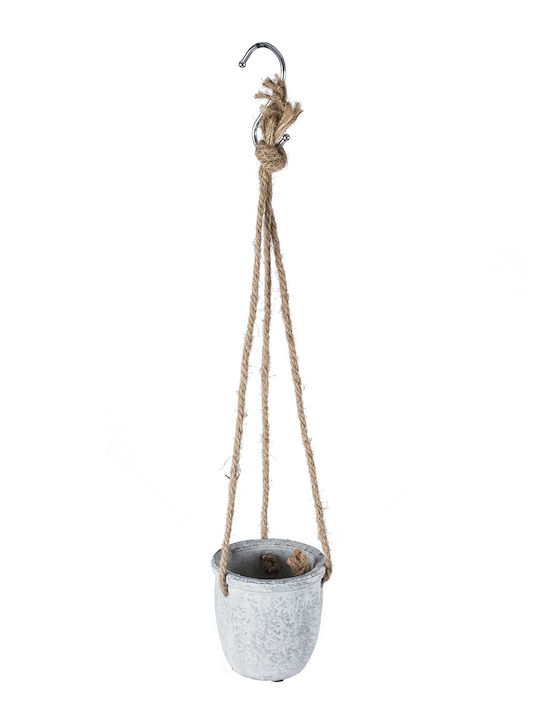 GloboStar Scorpios Hängend Übertopf Keramik Gray 8.5x8.5x36εκ.