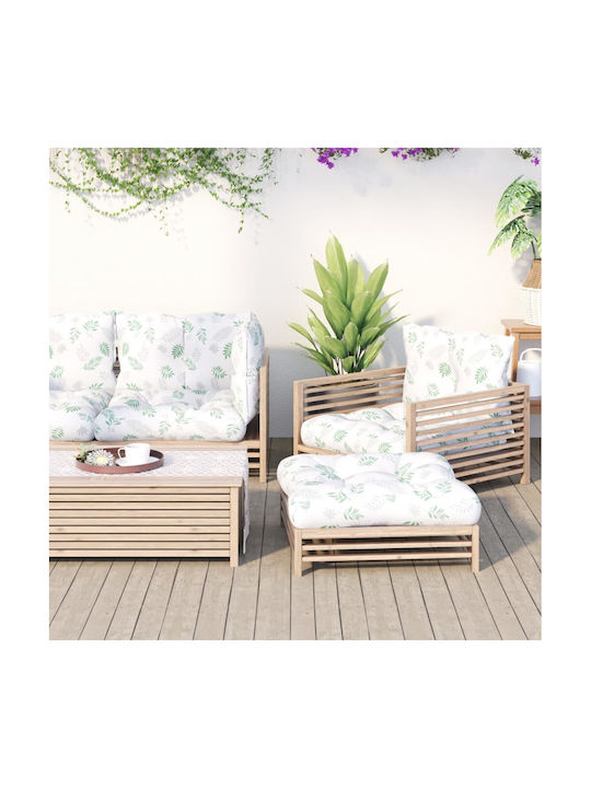 vidaXL Waterproof Garden Chair Cushion Palette with Back White 3pcs 61.5x60cm.