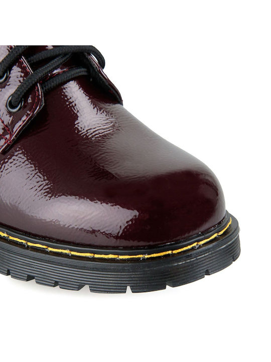 Silia D Women's Patent Leather Combat Boots Burgundy