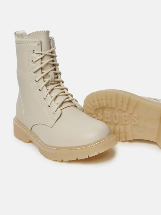 InShoes Women's Combat Boots Beige