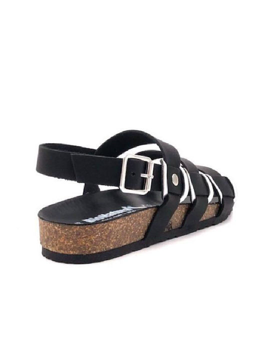 Bionatura leather anatomical sandal in black color