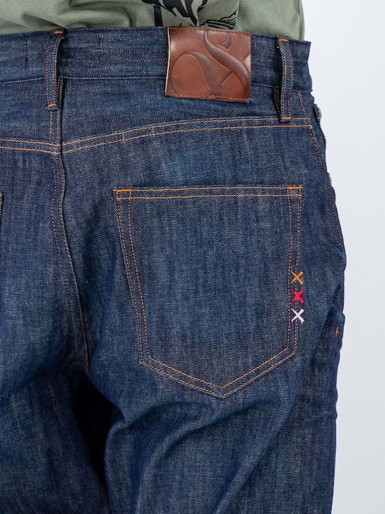 Dean Ανδρικό Παντελόνι Τζιν Ελαστικό με Loose Tapered Εφαρμογή Μπλε