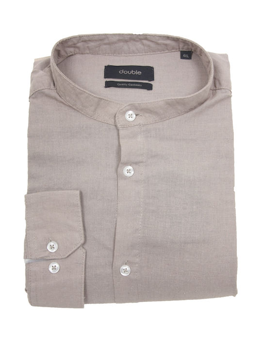 Double Men's Shirt Long Sleeve Linen Beige