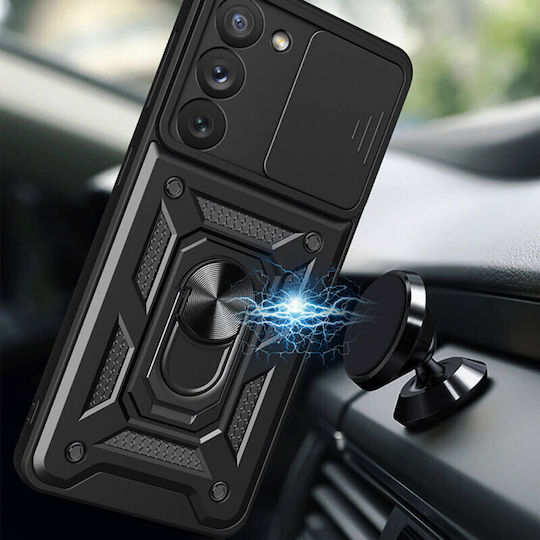 Techsuit Camshield Umschlag Rückseite Kunststoff / Silikon Schwarz (Galaxy S23 Ultra)