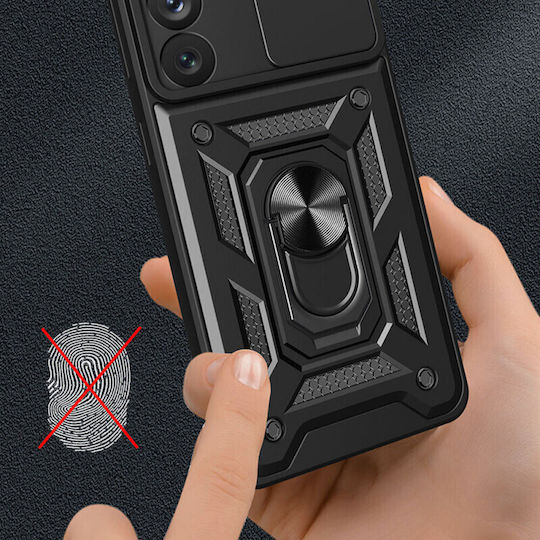 Techsuit Camshield Umschlag Rückseite Kunststoff / Silikon Schwarz (Galaxy S23 Ultra)
