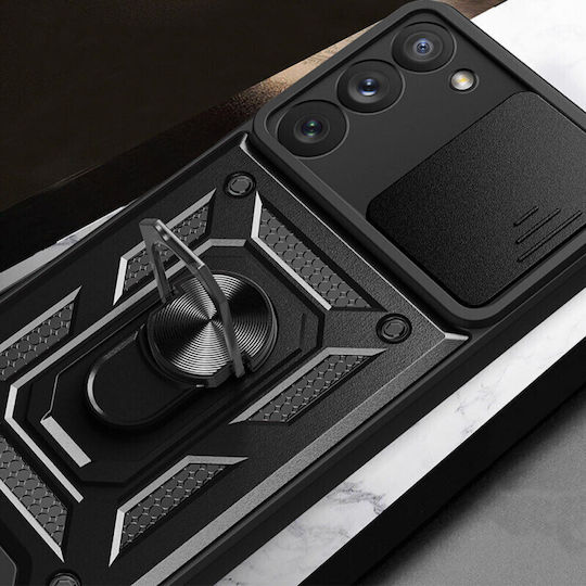 Techsuit Camshield Umschlag Rückseite Kunststoff / Silikon Schwarz (Galaxy S23 Ultra)