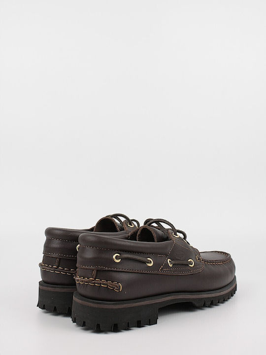 Tractor Men's Leather Boat Shoes Brown