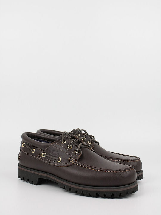 Tractor Men's Leather Boat Shoes Brown