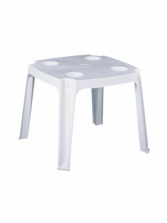 Auxiliary Outdoor Plastic Table White 44x44x38cm