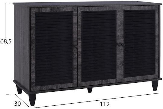 Wooden Shoe Organizer with 2 Shelves Carbon 112x30x68.5cm