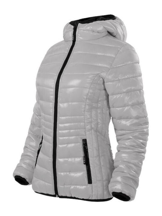 Malfini Women's Short Puffer Jacket for Winter with Hood Gray MLI-551A4